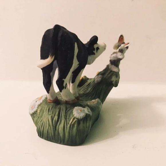 Vtg Cow Holstein Cow Calf Figure by  Peter Barrett Franklin Mint Porcelain - Picture 2 of 11